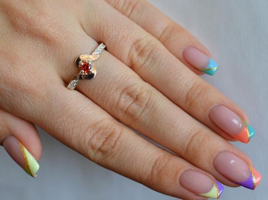 Серебряное кольцо с золотыми вставками 142к 15