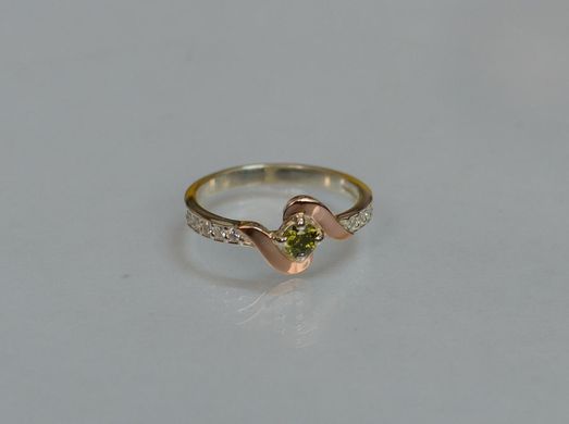 Серебряное кольцо с золотыми вставками 142к 15