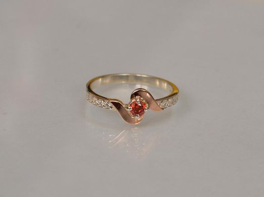 Серебряное кольцо с золотыми вставками 142к 15