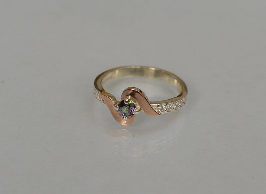 Серебряное кольцо с золотыми вставками 142к 15