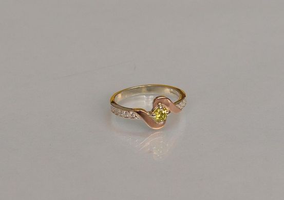 Серебряное кольцо с золотыми вставками 142к 15