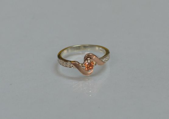 Серебряное кольцо с золотыми вставками 142к 15