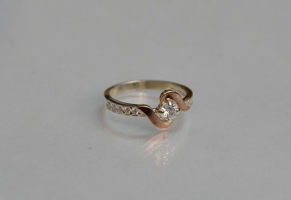 Серебряное кольцо с золотыми вставками 142к 15