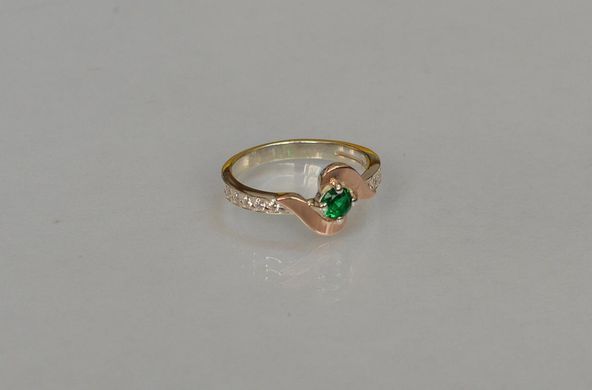 Серебряное кольцо с золотыми вставками 142к 15