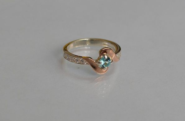 Серебряное кольцо с золотыми вставками 142к 15