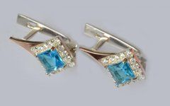 Серебряные серьги с золотыми напайками 074с