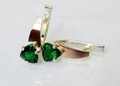 Серебряные серьги с напайками из золота 008с