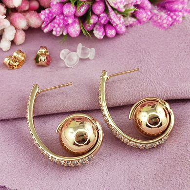 Сережки гвіздочки Xuping Злата медичне золото позолота 18К А/В 1-4306
