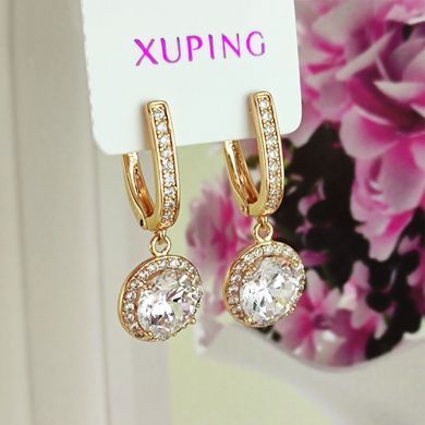 Серьги подвески Xuping медицинское золото позолота 18К английский замок А/В 1-4311