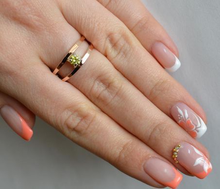 Серебряное кольцо с пластинами из золота 004к 15