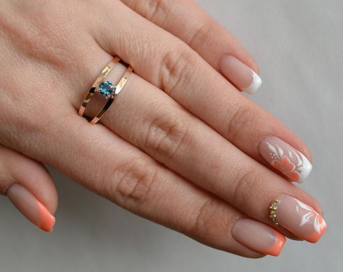 Серебряное кольцо с пластинами из золота 004к 15