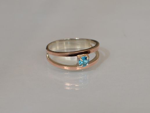 Серебряное кольцо с пластинами из золота 004к 15