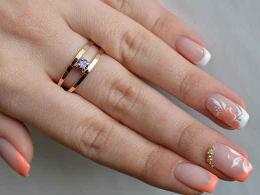Серебряное кольцо с пластинами из золота 004к 15