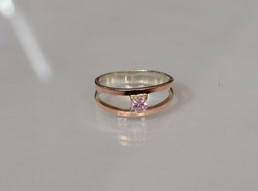 Серебряное кольцо с пластинами из золота 004к 15