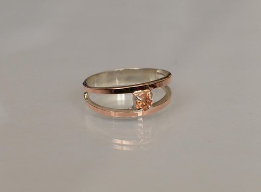Серебряное кольцо с пластинами из золота 004к 15