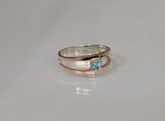 Серебряное кольцо с пластинами из золота 004к 15