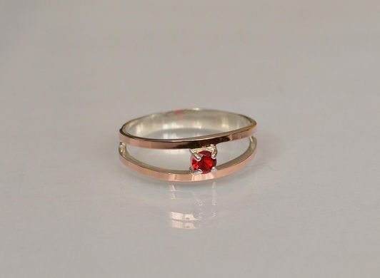Серебряное кольцо с пластинами из золота 004к 15