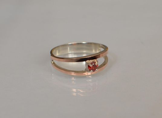 Серебряное кольцо с пластинами из золота 004к 15