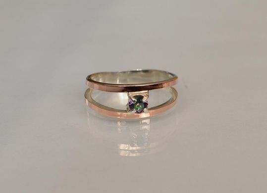 Серебряное кольцо с пластинами из золота 004к 15
