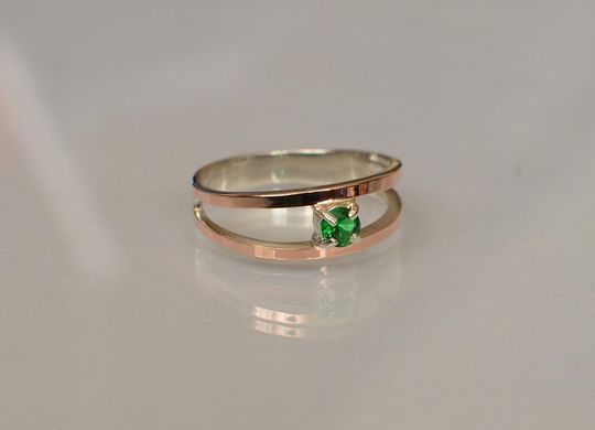 Серебряное кольцо с пластинами из золота 004к 15