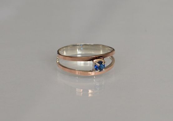 Серебряное кольцо с пластинами из золота 004к 15