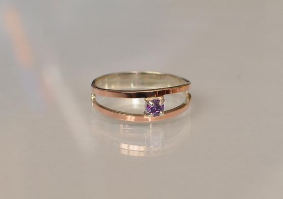 Серебряное кольцо с пластинами из золота 004к 15