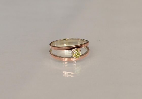 Серебряное кольцо с пластинами из золота 004к 15