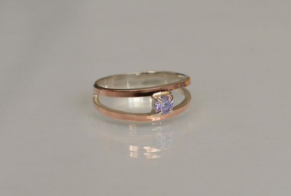 Серебряное кольцо с пластинами из золота 004к 15