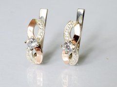 Серебряные серьги с золотыми пластинами 030с