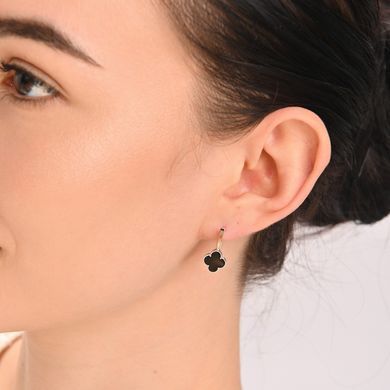 Серебряные серьги с клевером и золотыми пластинами 307с