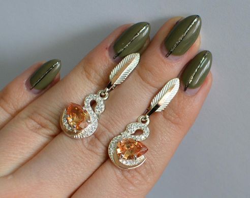 Серебряные серьги с золотыми вставками 160с