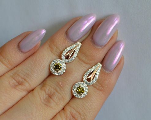 Серебряные серьги с золотыми пластинами 135с