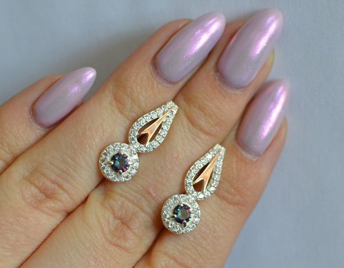 Серебряные серьги с золотыми пластинами 135с