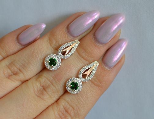 Серебряные серьги с золотыми пластинами 135с