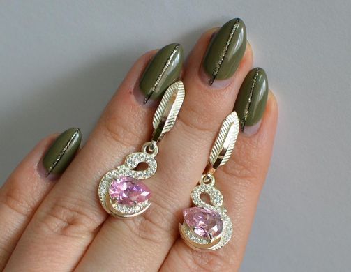 Серебряные серьги с золотыми вставками 160с
