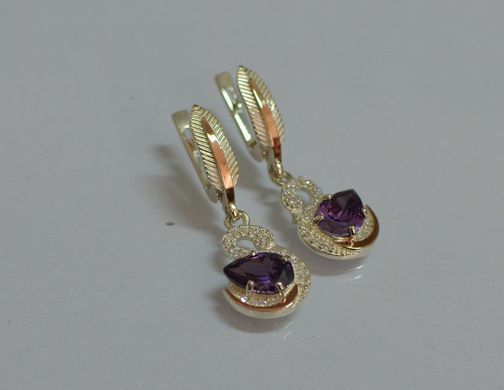 Серебряные серьги с золотыми вставками 160с