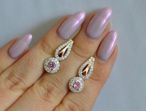 Серебряные серьги с золотыми пластинами 135с