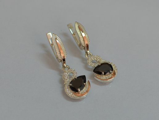 Серебряные серьги с золотыми вставками 160с