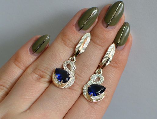 Серебряные серьги с золотыми вставками 160с