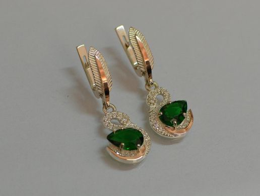 Серебряные серьги с золотыми вставками 160с