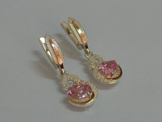 Серебряные серьги с золотыми вставками 160с
