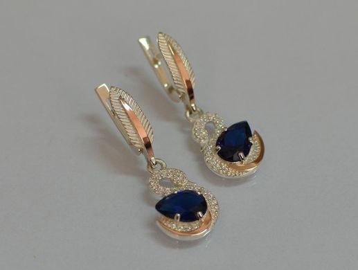 Серебряные серьги с золотыми вставками 160с