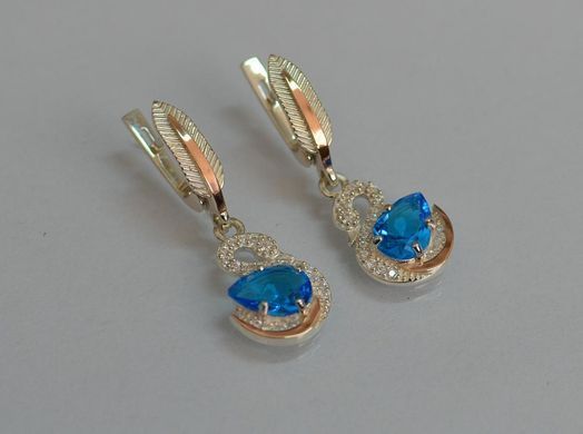 Серебряные серьги с золотыми вставками 160с