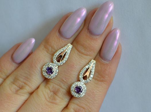 Серебряные серьги с золотыми пластинами 135с