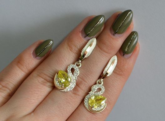 Серебряные серьги с золотыми вставками 160с