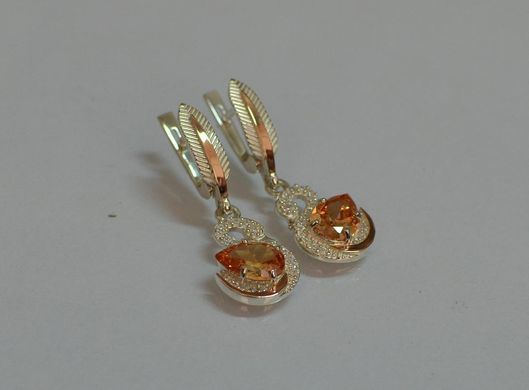 Серебряные серьги с золотыми вставками 160с