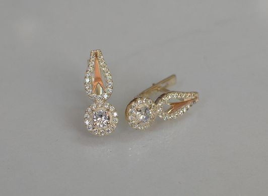 Серебряные серьги с золотыми пластинами 135с
