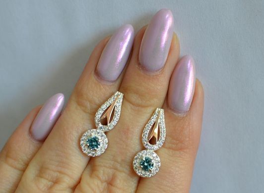 Серебряные серьги с золотыми пластинами 135с