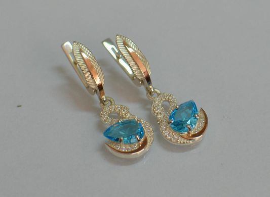 Серебряные серьги с золотыми вставками 160с