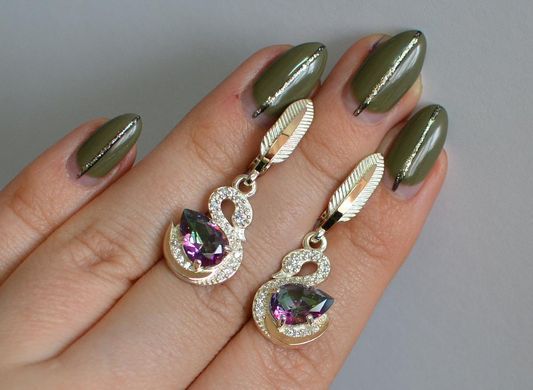 Серебряные серьги с золотыми вставками 160с